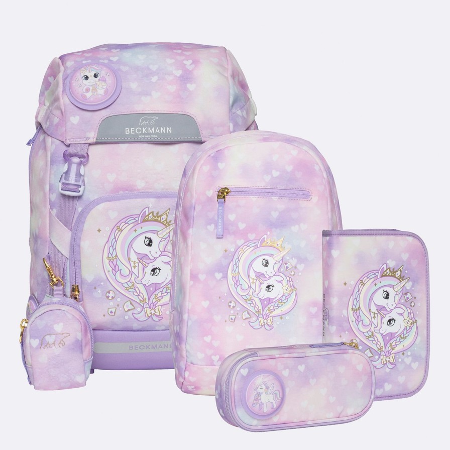 Skole Beckmann Skoletaske | Classic Saet Med 6 Dele, Unicorn Princess Purple