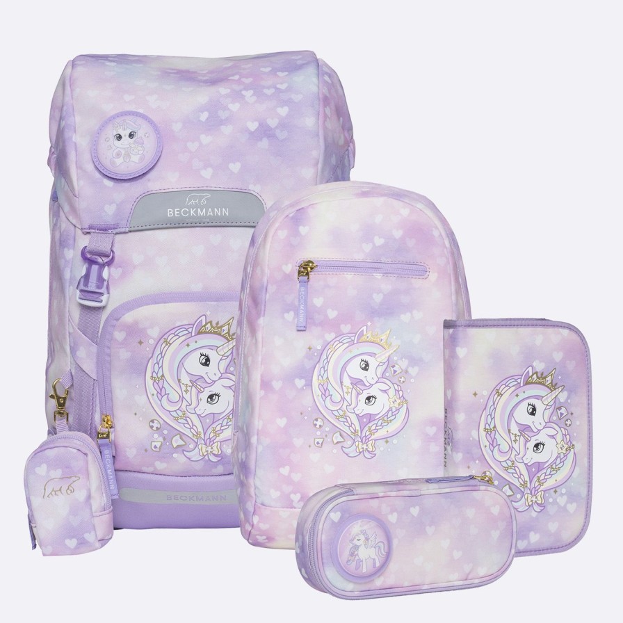 Skole Beckmann Skoletaske | Classic Maxi Saet Med 6 Dele, Unicorn Princess Purple