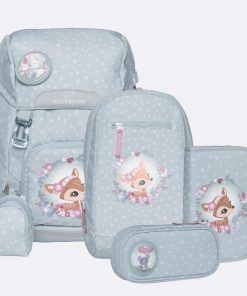 Skole Beckmann Skoletaske | Classic Saet Med 6 Dele, Forest Deer Dusty Mint