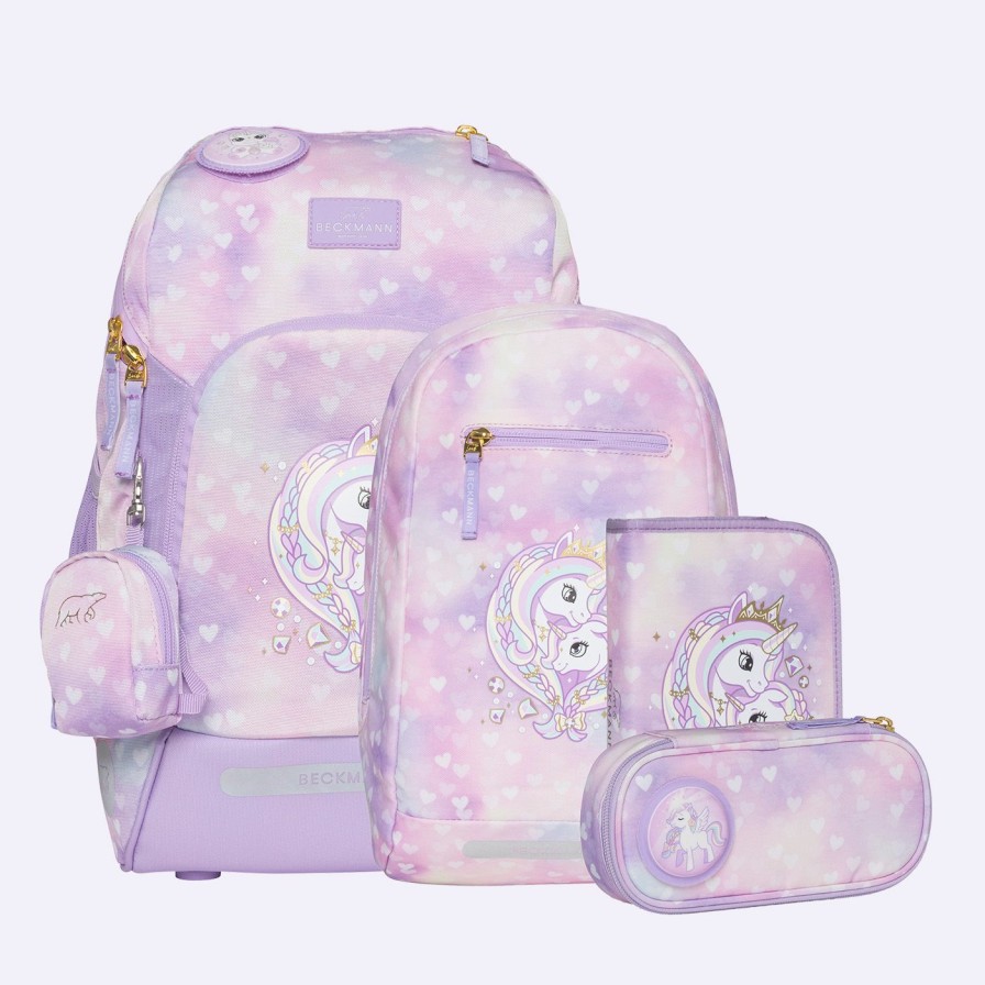 Skole Beckmann Skoletaske | Active Air Flx Saet Med 6 Dele, Unicorn Princess Purple